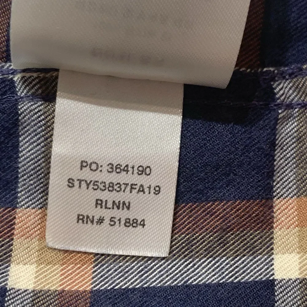 Patagonia Worn Wear Organic Cotton L/S‎ Button Up Shirt Size L Blue Orange Plaid